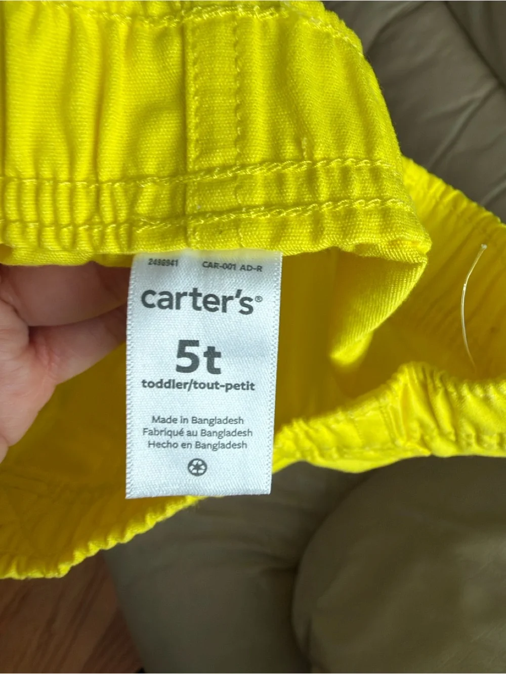 Carter's Toddler Bright Yellow Elastic Waist Shorts